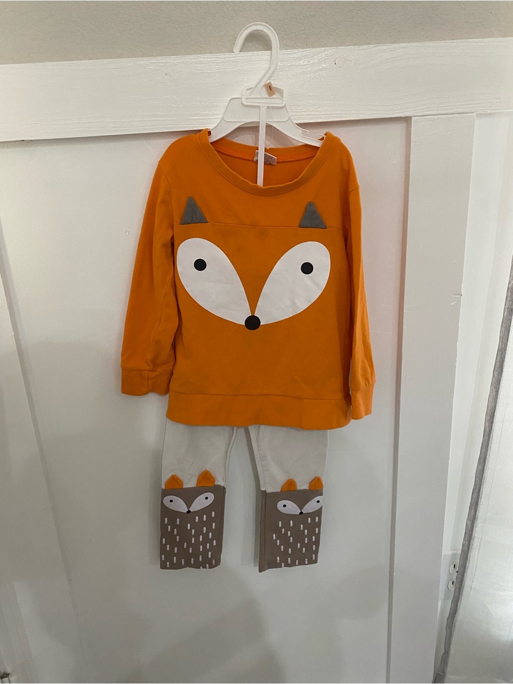 Kids Orange Fox Pajama Set - Cozy Sleepwear